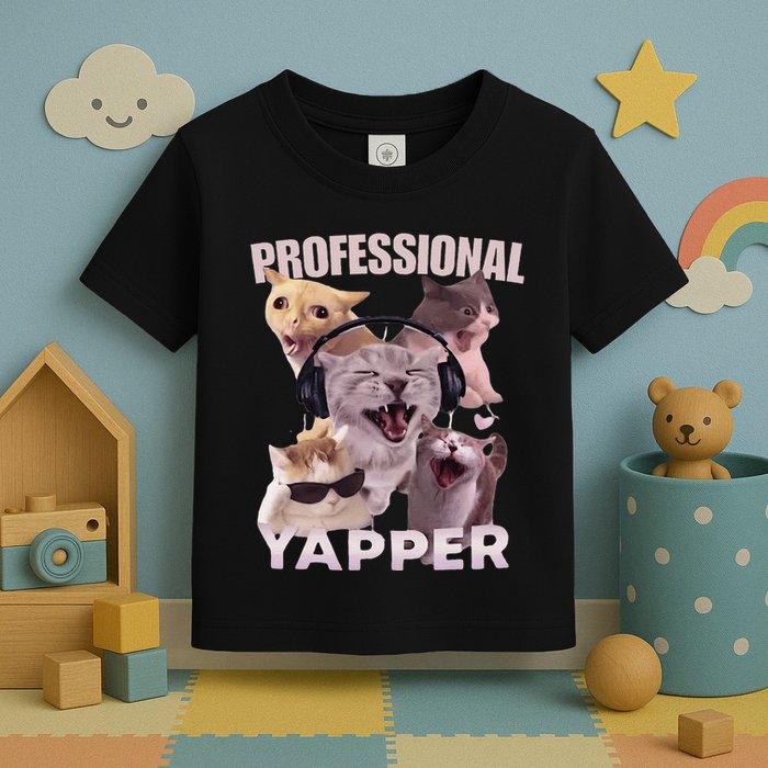 Professional Yapper Funny Cat Meme Goofy Ahh Ironic Cat Toddler T-Shirt