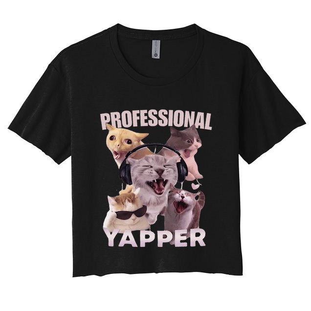Professional Yapper Funny Cat Meme Goofy Ahh Ironic Cat Crop Top
