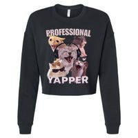 Professional Yapper Funny Cat Meme Goofy Ahh Ironic Cat Cropped Pullover Crew