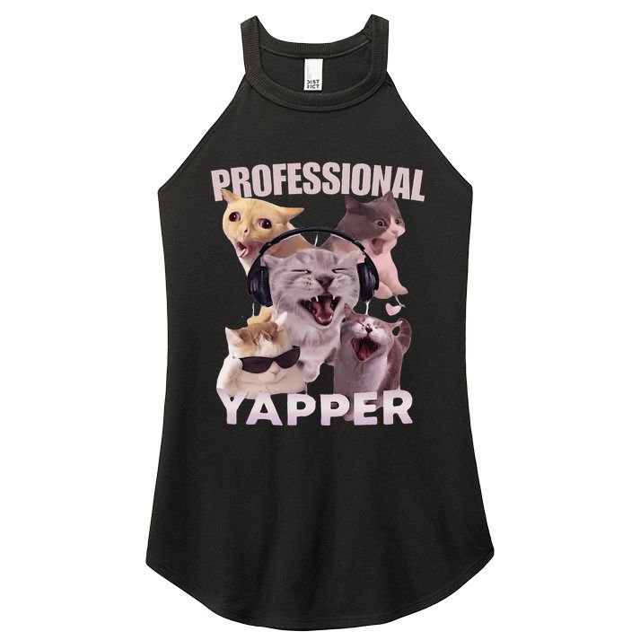 Professional Yapper Funny Cat Meme Goofy Ahh Ironic Cat Women's Perfect Tri Rocker Tank