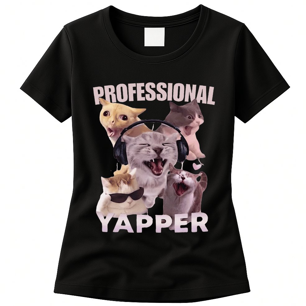 Professional Yapper Funny Cat Meme Goofy Ahh Ironic Cat Womens T-Shirt