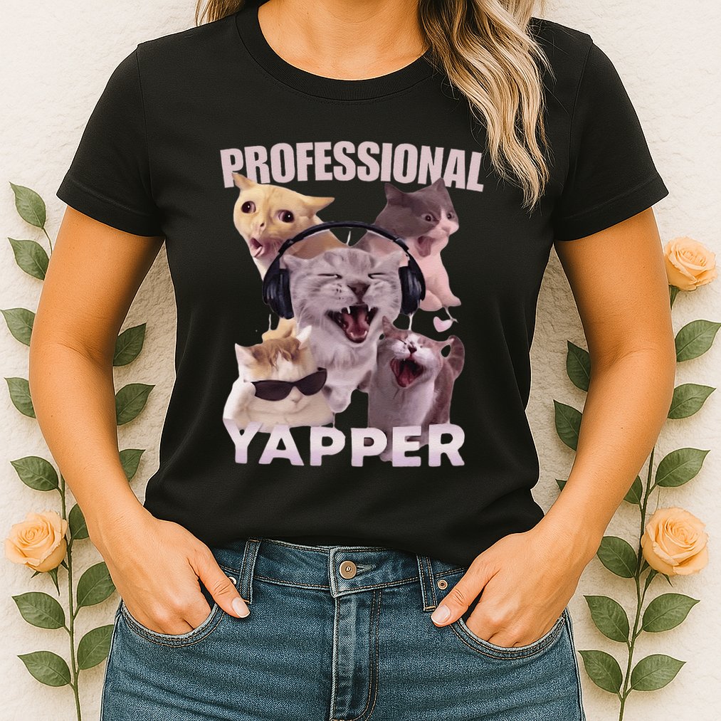 Professional Yapper Funny Cat Meme Goofy Ahh Ironic Cat Womens T-Shirt
