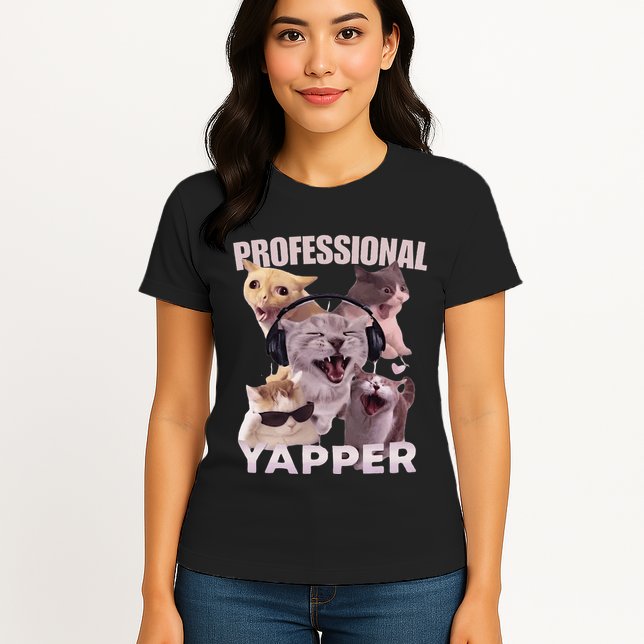 Professional Yapper Funny Cat Meme Goofy Ahh Ironic Cat Womens T-Shirt