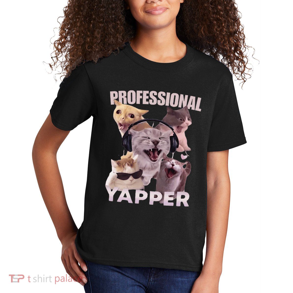 Professional Yapper Funny Cat Meme Goofy Ahh Ironic Cat Kids T-Shirt