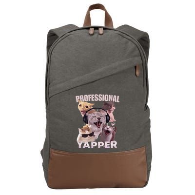 Professional Yapper Funny Cat Meme Goofy Ahh Ironic Cat Cotton Canvas Backpack