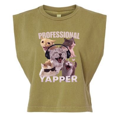 Professional Yapper Funny Cat Meme Goofy Ahh Ironic Cat Garment-Dyed Women's Muscle Tee