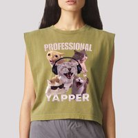 Professional Yapper Funny Cat Meme Goofy Ahh Ironic Cat Garment-Dyed Women's Muscle Tee