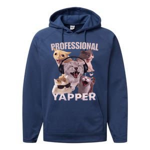 Professional Yapper Funny Cat Meme Goofy Ahh Ironic Cat Performance Fleece Hoodie