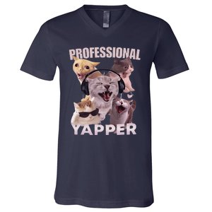 Professional Yapper Funny Cat Meme Goofy Ahh Ironic Cat V-Neck T-Shirt