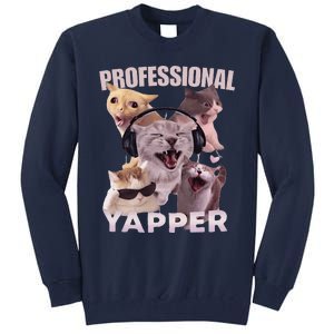 Professional Yapper Funny Cat Meme Goofy Ahh Ironic Cat Tall Sweatshirt