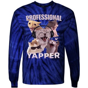 Professional Yapper Funny Cat Meme Goofy Ahh Ironic Cat Tie-Dye Long Sleeve Shirt