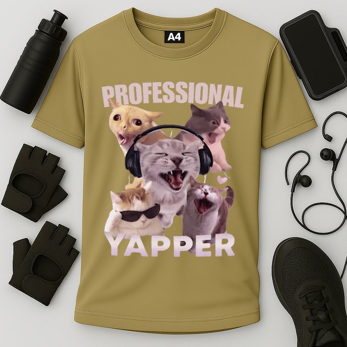 Professional Yapper Funny Cat Meme Goofy Ahh Ironic Cat Performance Shirt