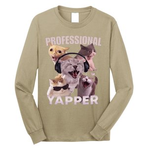 Professional Yapper Funny Cat Meme Goofy Ahh Ironic Cat Long Sleeve Shirt