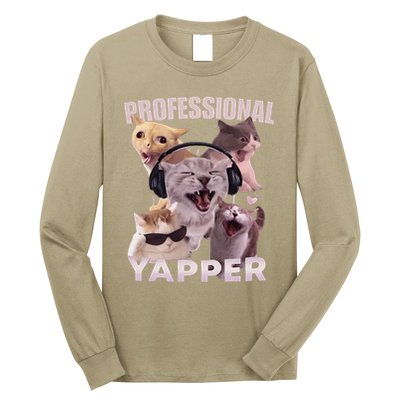 Professional Yapper Funny Cat Meme Goofy Ahh Ironic Cat Long Sleeve Shirt