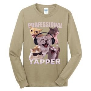 Professional Yapper Funny Cat Meme Goofy Ahh Ironic Cat Tall Long Sleeve T-Shirt