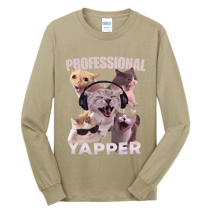 Professional Yapper Funny Cat Meme Goofy Ahh Ironic Cat Tall Long Sleeve T-Shirt
