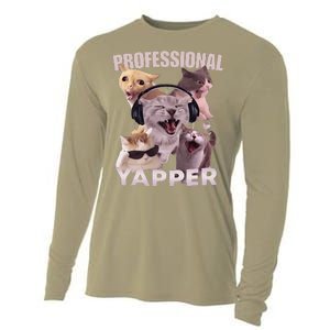 Professional Yapper Funny Cat Meme Goofy Ahh Ironic Cat Cooling Performance Long Sleeve Crew