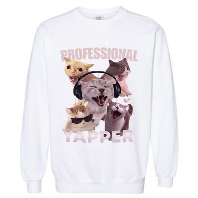 Professional Yapper Funny Cat Meme Goofy Ahh Ironic Cat Garment-Dyed Sweatshirt