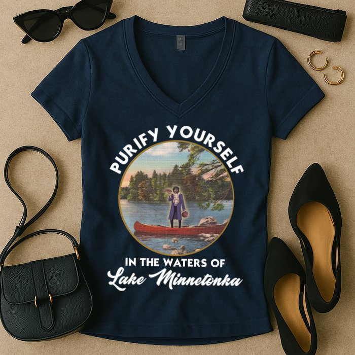 Purify Yourself In The Waters Of Lake Minnetonka Vintage Women's V-Neck T-Shirt