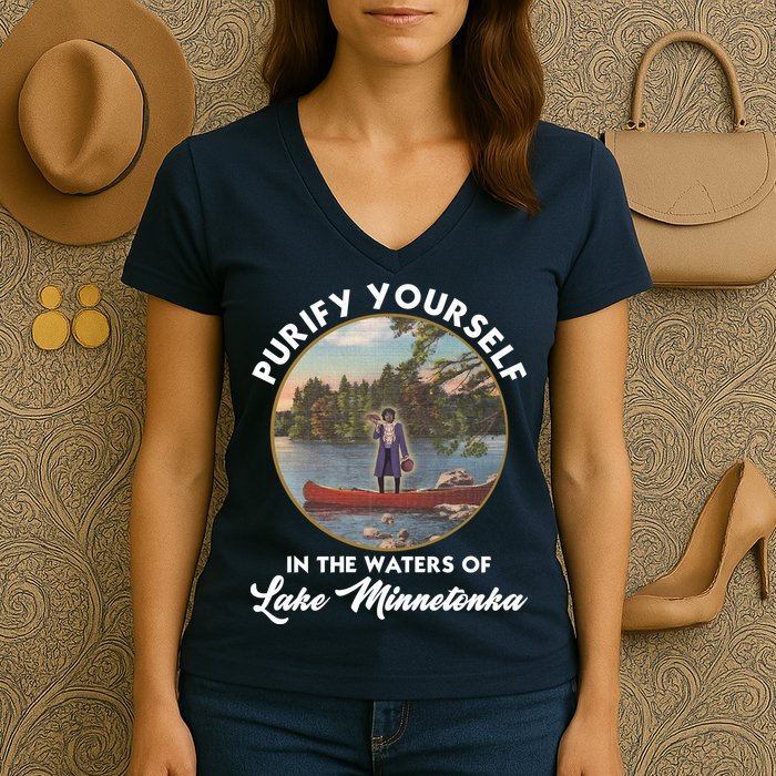 Purify Yourself In The Waters Of Lake Minnetonka Vintage Women's V-Neck T-Shirt