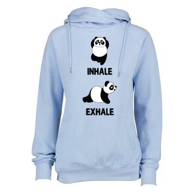 Panda Yoga Inhale Exhale Fitness Panda Bear Yoga Excercise Gift Womens Funnel Neck Pullover Hood