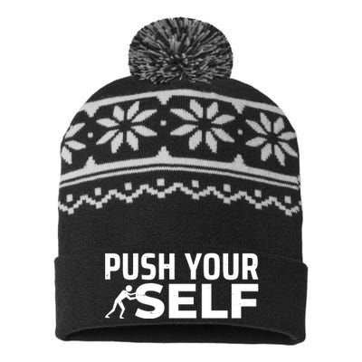 Push Yourself Motivational USA-Made Snowflake Beanie