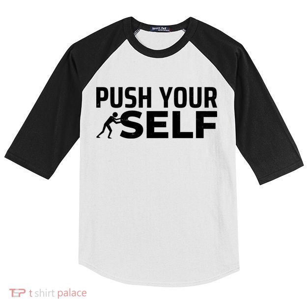 Push Yourself Motivational Kids Colorblock Raglan Jersey