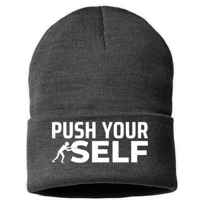 Push Yourself Motivational Sustainable Knit Beanie