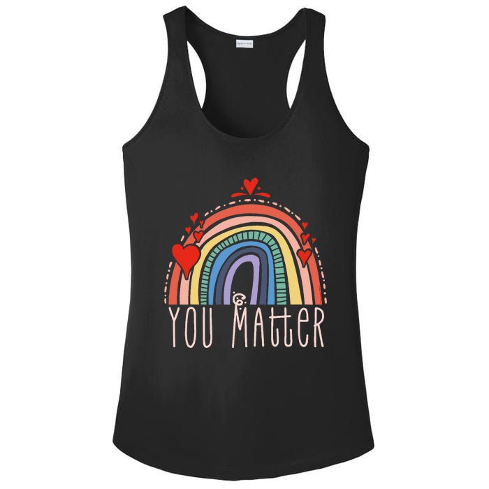 Pretty You Matter Rainbow Positive Message Teachers Ladies PosiCharge Competitor Racerback Tank