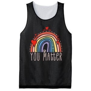 Pretty You Matter Rainbow Positive Message Teachers Mesh Reversible Basketball Jersey Tank