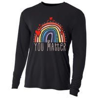 Pretty You Matter Rainbow Positive Message Teachers Cooling Performance Long Sleeve Crew