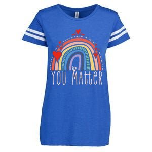 Pretty You Matter Rainbow Positive Message Teachers Enza Ladies Jersey Football T-Shirt