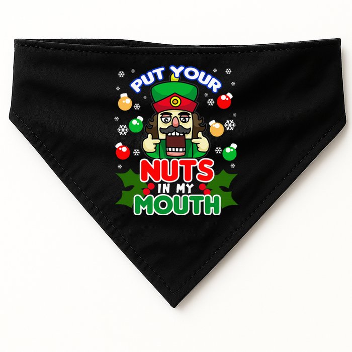 Put Your Nuts In My Mouth Naughty Nutcracker USA-Made Doggie Bandana