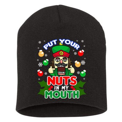 Put Your Nuts In My Mouth Naughty Nutcracker Short Acrylic Beanie