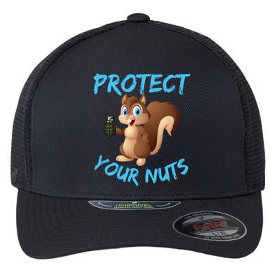 Protect Your Nuts Squirrel Inappropriate Adult Humor Gift Flexfit Unipanel Trucker Cap