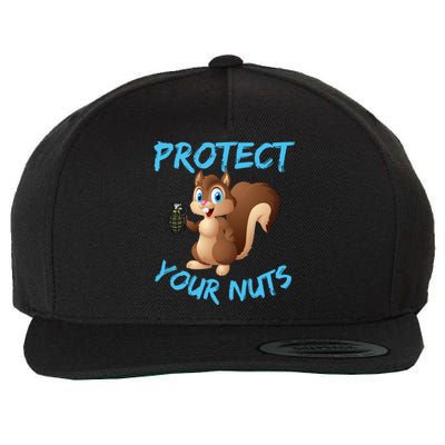 Protect Your Nuts Squirrel Inappropriate Adult Humor Gift Wool Snapback Cap