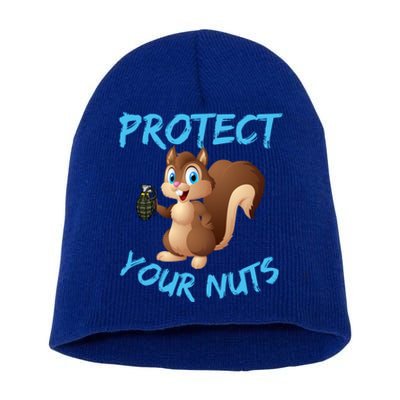 Protect Your Nuts Squirrel Inappropriate Adult Humor Gift Short Acrylic Beanie