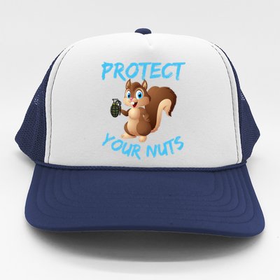 Protect Your Nuts Squirrel Inappropriate Adult Humor Gift Trucker Hat