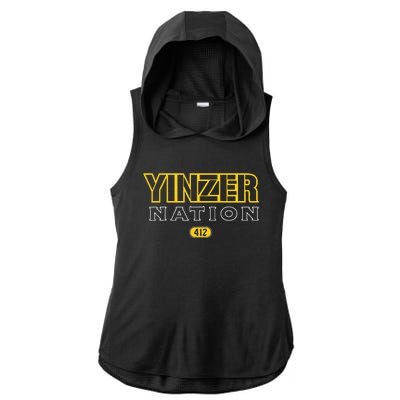 Pittsburgh Yinzer Nation Yinzer Pride Ladies PosiCharge Tri-Blend Wicking Draft Hoodie Tank