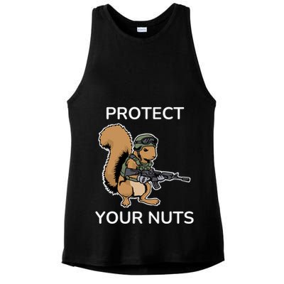 Protect Your Nuts Funny Squirrel Lover Ladies PosiCharge Tri-Blend Wicking Tank