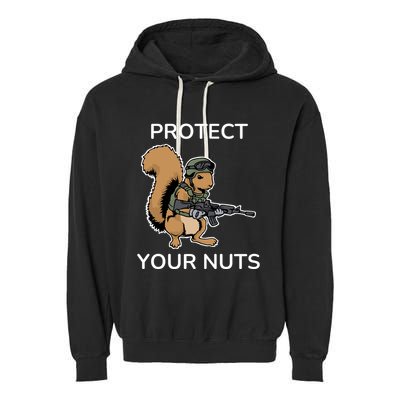 Protect Your Nuts Funny Squirrel Lover Garment-Dyed Fleece Hoodie