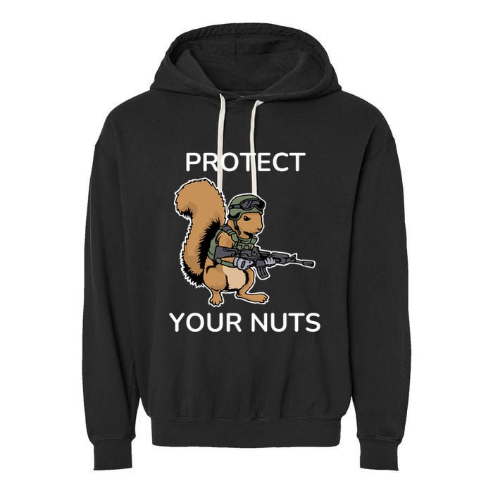 Protect Your Nuts Funny Squirrel Lover Garment-Dyed Fleece Hoodie