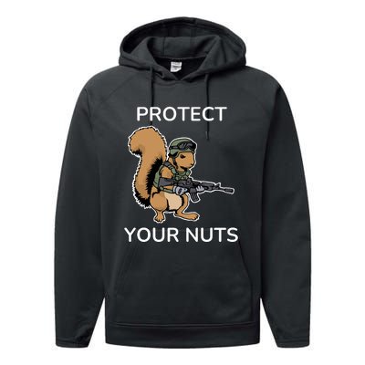 Protect Your Nuts Funny Squirrel Lover Performance Fleece Hoodie