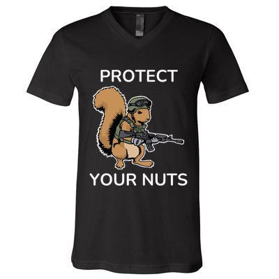 Protect Your Nuts Funny Squirrel Lover V-Neck T-Shirt