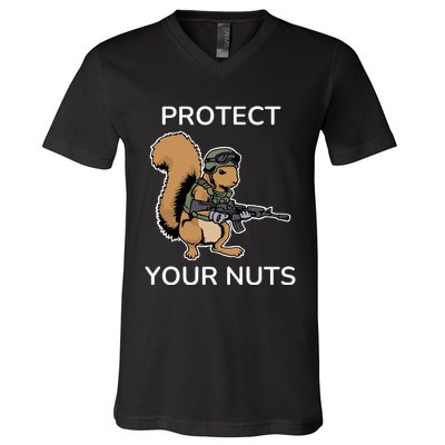 Protect Your Nuts Funny Squirrel Lover V-Neck T-Shirt