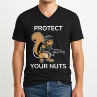 Protect Your Nuts Funny Squirrel Lover V-Neck T-Shirt