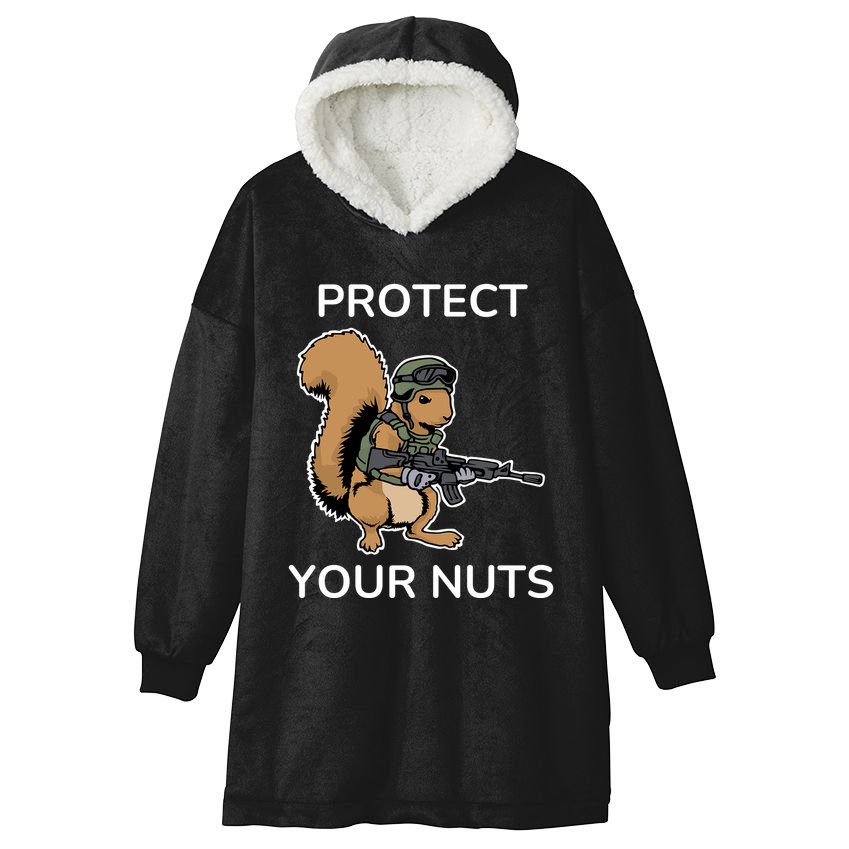 Protect Your Nuts Funny Squirrel Lover Hooded Wearable Blanket