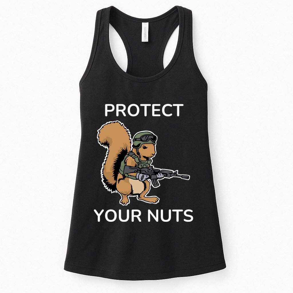 Protect Your Nuts Funny Squirrel Lover Womens Tank Top