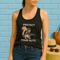 Protect Your Nuts Funny Squirrel Lover Womens Tank Top