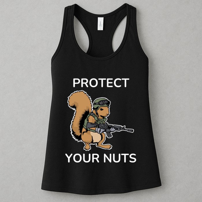 Protect Your Nuts Funny Squirrel Lover Womens Tank Top